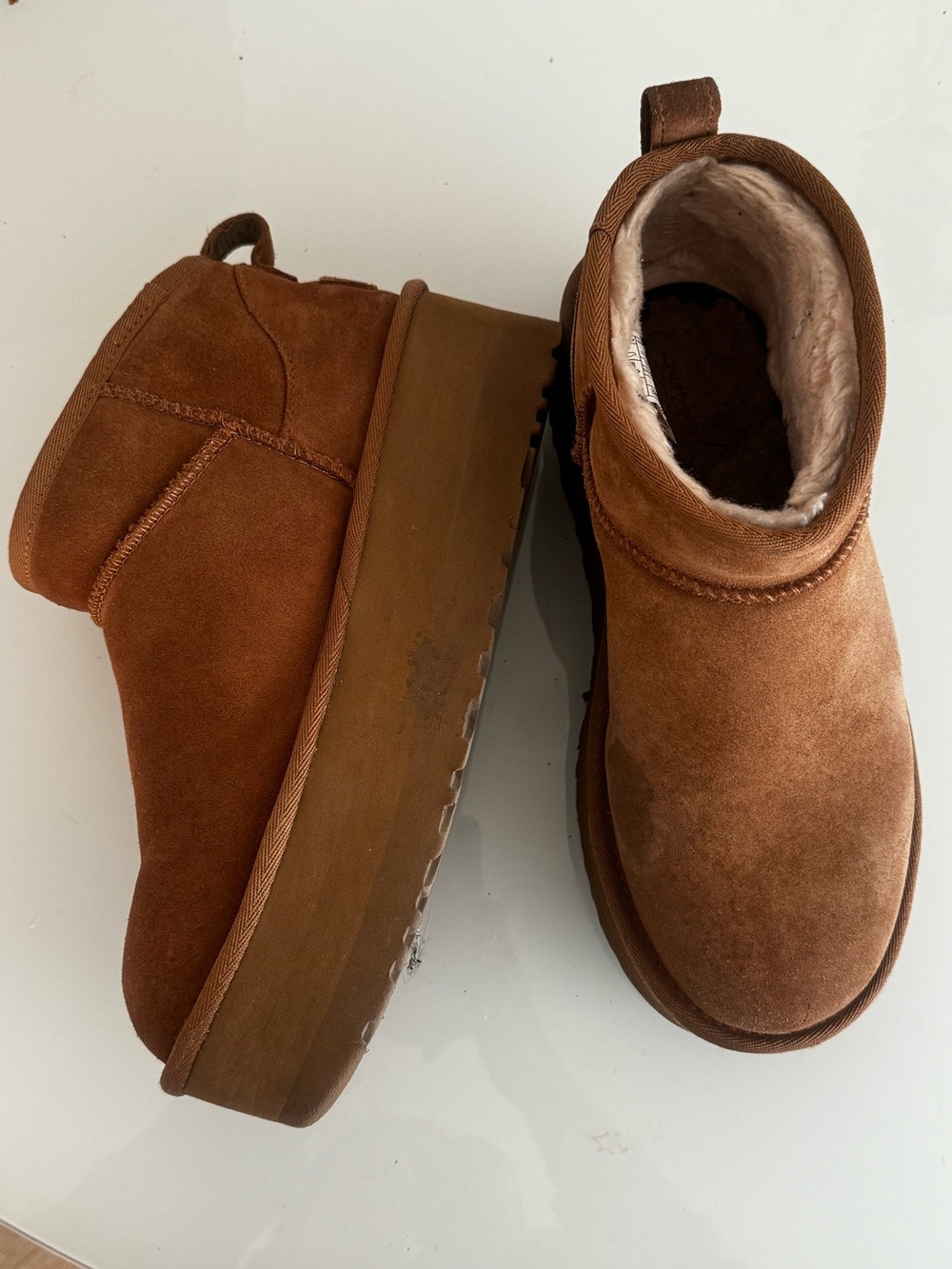 Ugg Cozy Women's Brown Suede Platform Ankle Boots